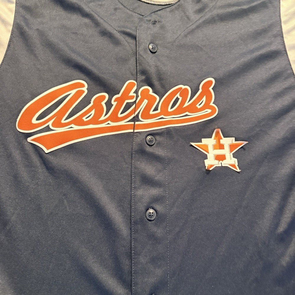 Houston Astros True Fan Baseball Jersey Men's 2XL Blue Button Front MLB - Picture 4 of 7